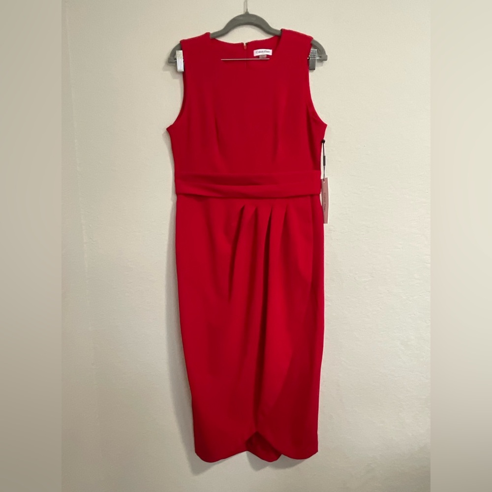 Calvin Klein Red Sleeveless  Cocktail Dress Womens Size 10 round neck, NWT
